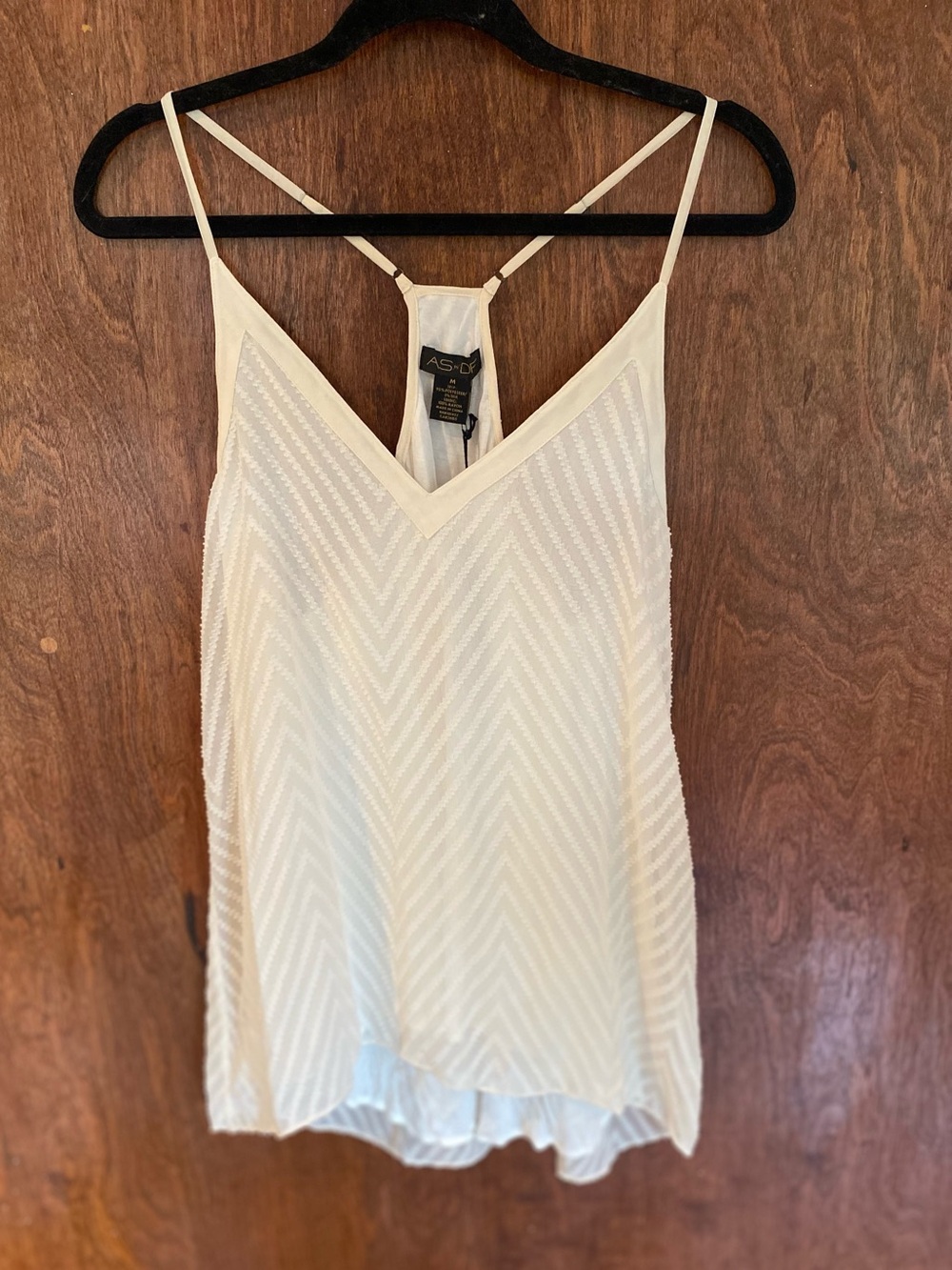 AS by DF NWT Ivory “Black Knights” Textured V-Neck Cami
